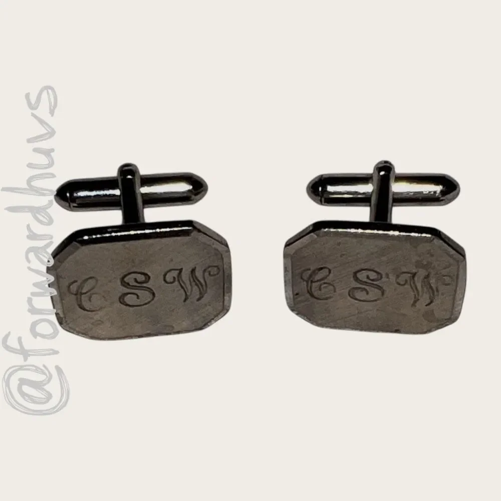 Swank Silver Tone - CSW Monogram Cufflinks